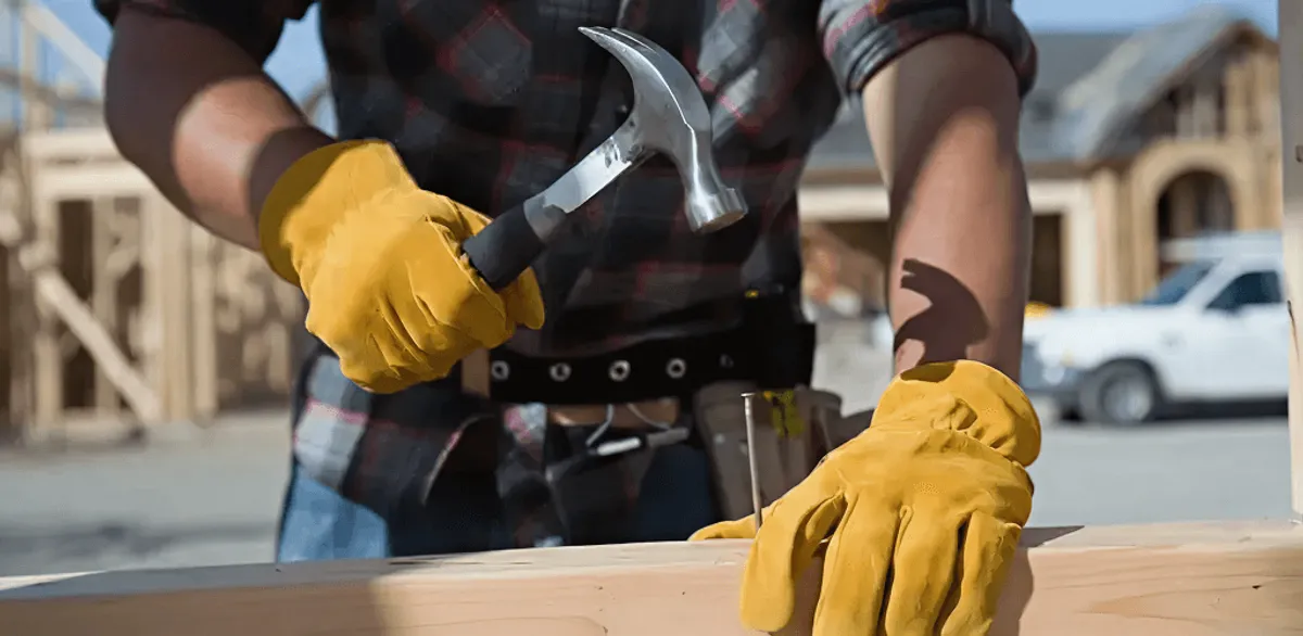 Handyman fixing wood trim with a hammer for home repairs in Cambridge, MA