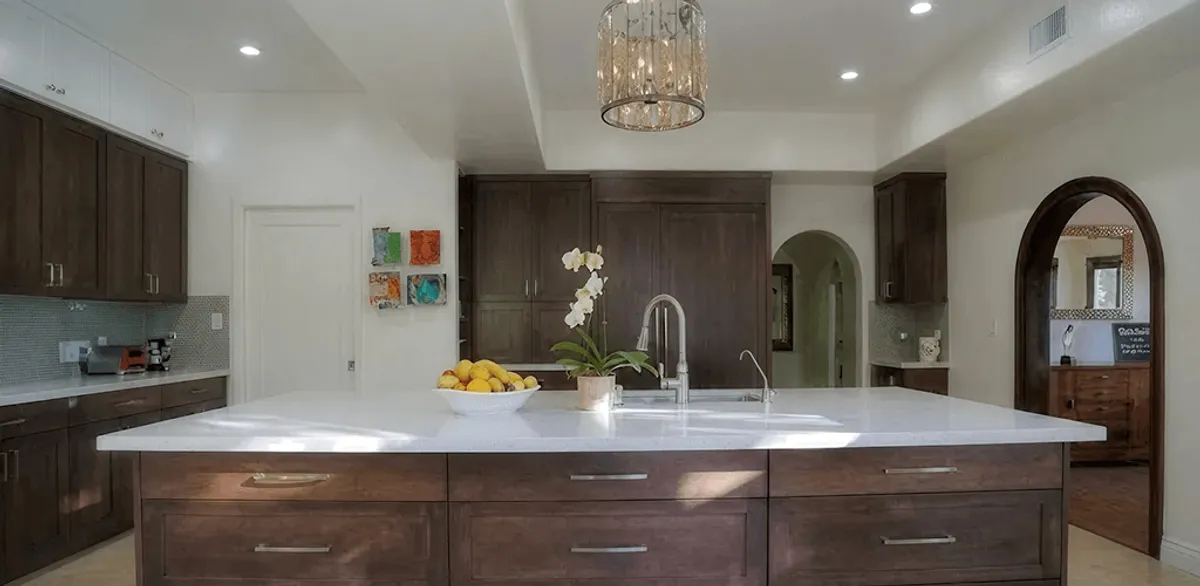 Cabinet refacing project with updated kitchen cabinets and island in Cambridge, MA