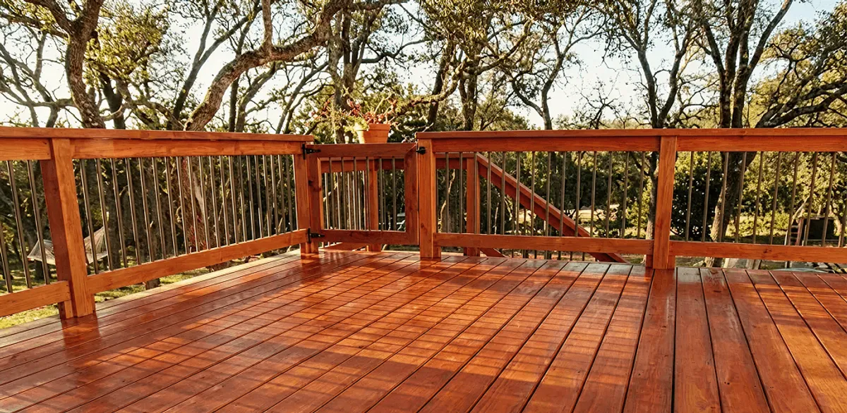 Deck sealing results with a freshly sealed wood deck in Cambridge, MA
